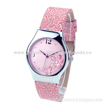 Fashionable watch, japan movt watch, alloy case, genuine leather for lady styleNew